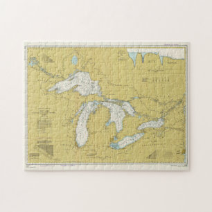 Puzzle Carte vintage des Grands Lacs (1979)