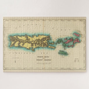 Puzzle Carte Vintage des îles Porto Rico et Vierges (182