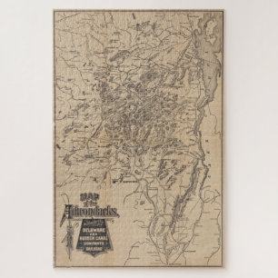 Puzzle Carte Vintage des monts Adirondack (1880) V.2