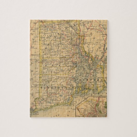 Puzzle Carte vintage d'Île de Rhode (1875) (Vertical)