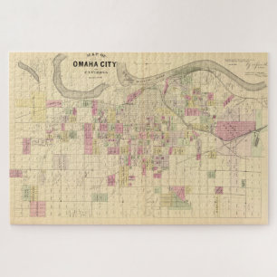 Puzzle Carte vintage d'Omaha Nebraska (1885)