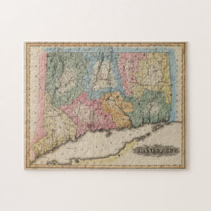 Puzzle Carte Vintage du Connecticut (1823)