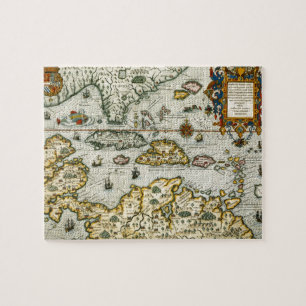Puzzle Carte vintage du des Caraïbes (1594)