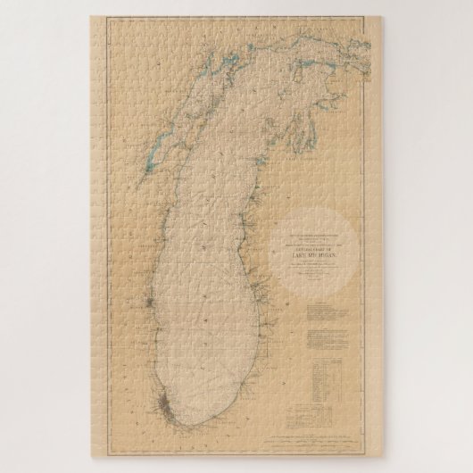 Puzzle Carte vintage du lac Michigan (1898) (Vertical)