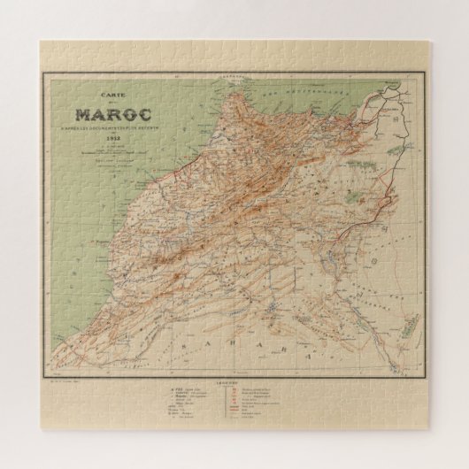 Puzzle Carte vintage du Maroc (1912) (Horizontal)