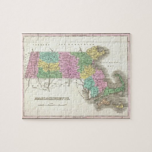 Puzzle Carte vintage du Massachusetts (1827) (Horizontal)