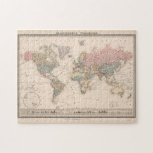 Puzzle Carte Vintage du monde (1852)