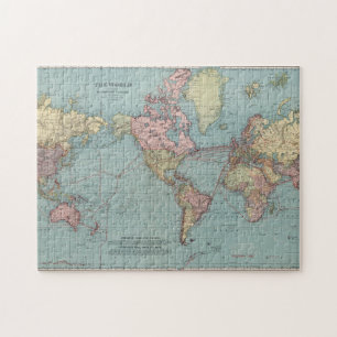 Puzzle Carte Vintage du monde (1912)