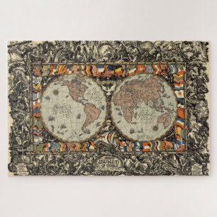 Puzzle Carte Vintage du monde (1920)