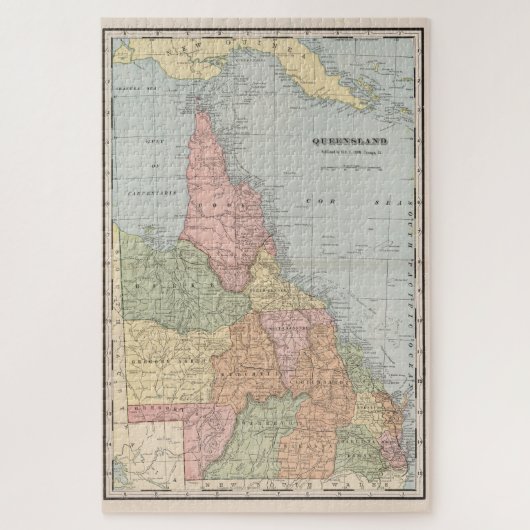 Puzzle Carte vintage du Queensland Australie (1901) (Vertical)