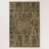 Puzzle Carte vintage du Wisconsin (1912) - Tan (Vertical)