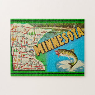 Puzzle Carte vintage Fishy Minnesota