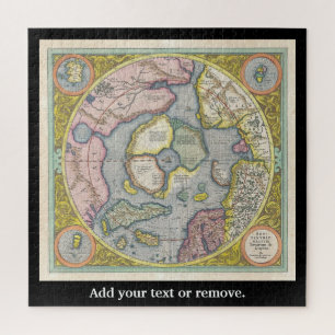 Puzzle Carte vintage Mercator Hondius de l'Arctique, 1606