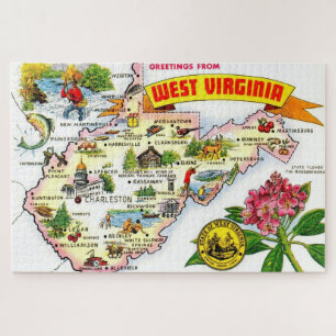 Puzzle Carte vintage Virginie-Occidentale 20x30