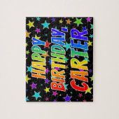 Puzzle "CARTER" Prénom, Amusant "HEUREUX ANNIVERSAIRE" (Vertical)