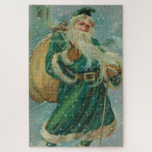 Puzzle Cartes de vœux de Noël-Retro Père Noël