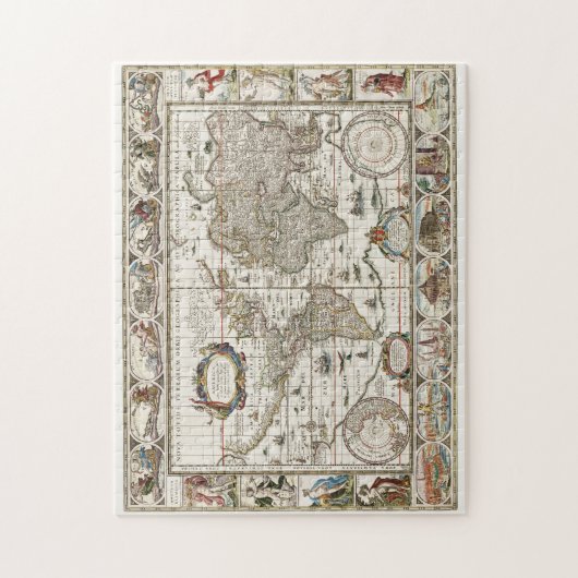 Puzzle Cartographie vintage avec illustrations d'art (Vertical)