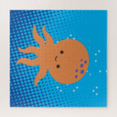Puzzle Carton mignon Octopus Bleu Océan (Horizontal)