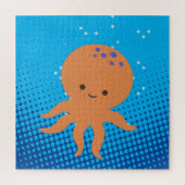 Puzzle Carton mignon Octopus Bleu Océan (Vertical)