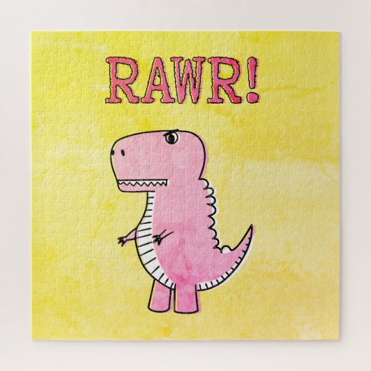 Puzzle Carton rose Mignonne Et En Colère T-Rex Vieux Papi (Vertical)