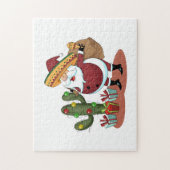Puzzle Cartoon cactus and Santa Claus wearing a sombrero (Vertical)