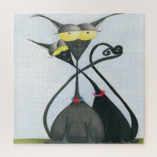 Puzzle Cartoon de chats gris et noir (Vertical)