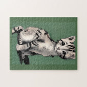 Puzzle Cartoon kitten rayé voix kitty vert (Horizontal)