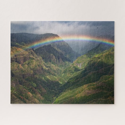 Puzzle Cascade dans le canyon Lush avec arc-en-ciel sur K (Horizontal)