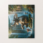 Puzzle Cascade d'eau éléphant Animaux de jungle joueurs (Vertical)