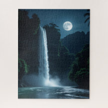 Cascade Lune - Paysage nocturne cinématique