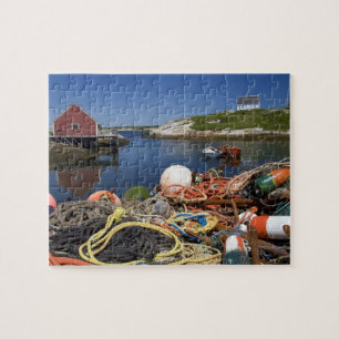 Puzzle Casiers à homards, bouées et cordes sur le quai à