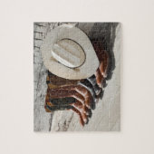 Puzzle Casquette de cowboy sur la rangée de bottes de cow (Vertical)