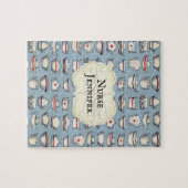 Puzzle Casquettes vintages sur le Monogramme bleu Nom (Horizontal)