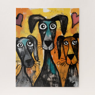 Puzzle Casse-tête Chien Cœurs Rouges Bonne Saint-Valentin