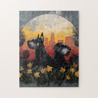 Puzzle Casse-tête Chien de la ville au coucher du soleil