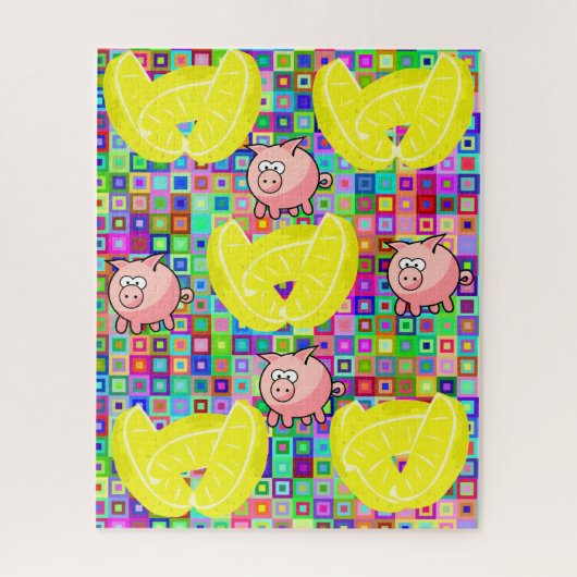 Puzzle Casse-tête Cochons Colorés Citrons (Vertical)