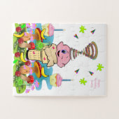 Puzzle Casse-tête Cupcake Rose Joyeux Anniversaire (Horizontal)
