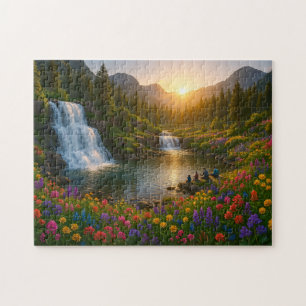 Puzzle Casse-tête de cascade de montagne paisible avec le