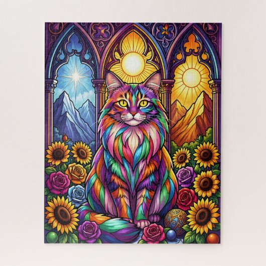 Puzzle casse-tête de chat arc-en-ciel (Vertical)