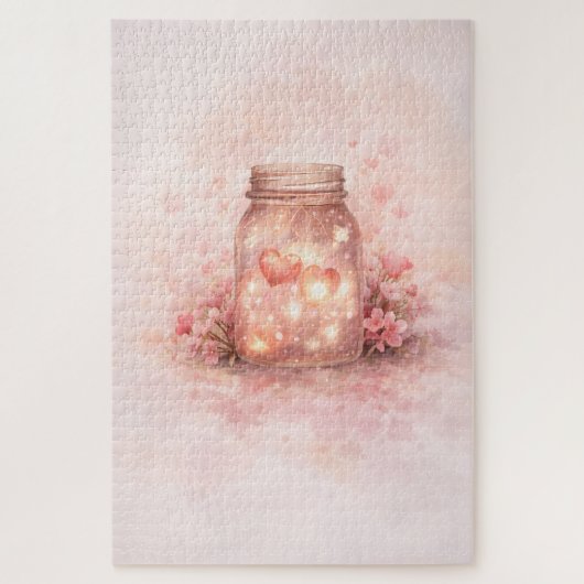 Puzzle Casse-tête de coeurs de pot Mason romantique (Vertical)