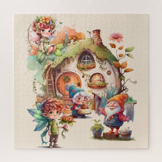 Puzzle Casse-tête de Fée et Gnome Mignon (Vertical)