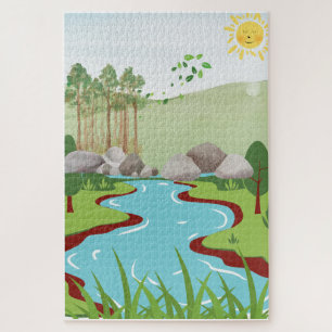 Puzzle Casse-tête de la rivière de la nature paisible – P