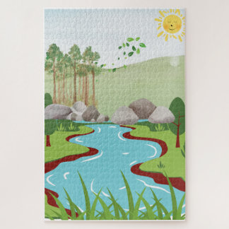 Puzzle Casse-tête de la rivière de la nature paisible – P