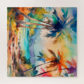 Puzzle casse-tête de la scène de l'aquarelle tropicale (Horizontal)