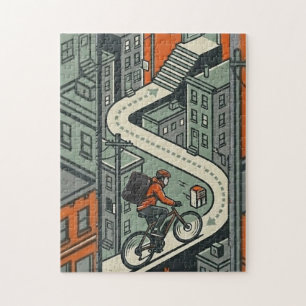 Puzzle Casse-tête de ville de coursier de vélo urbain