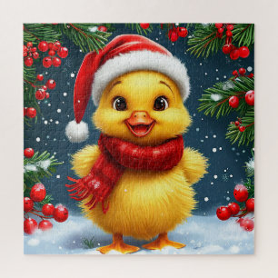 Puzzle Casse-tête du canard au bonnet de Père Noël pour e