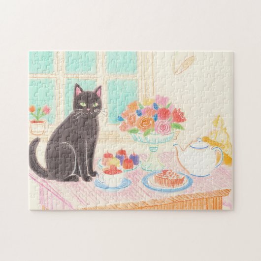Puzzle Casse-tête du Chat Noir à l'Heure du Thé – Idée Ca (Horizontal)