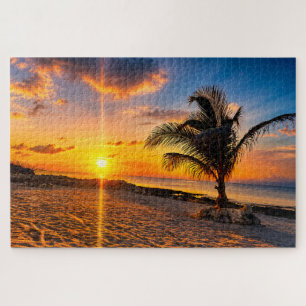 Puzzle Casse-tête du palmier au coucher de soleil des Car