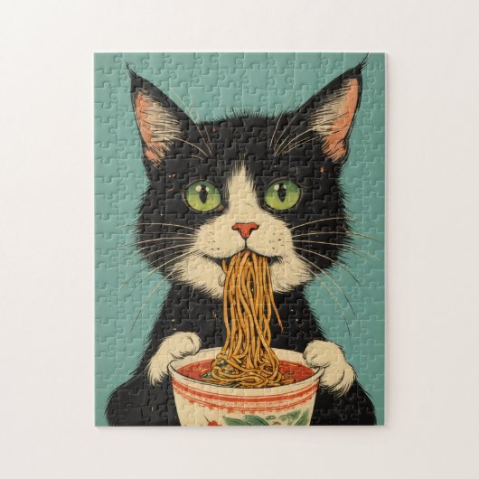 PUZZLE CASSE-TÊTE EN FORME DE CHAT SMOKING RAMEN (Vertical)