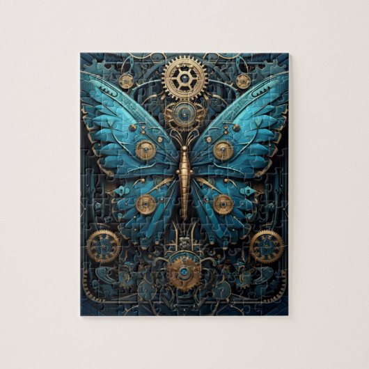 Puzzle Casse-tête mécanique papillon monarque bleu (Vertical)